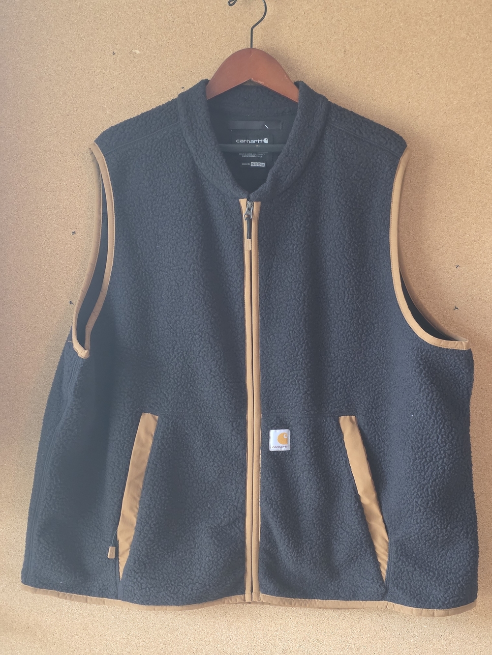 Carhartt Men's Relaxed Fit Fleece Full Zip Vest Black 2XL Regular OV4995-M